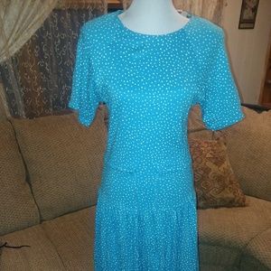 Chaus Petite Baby Blue polka dot dress